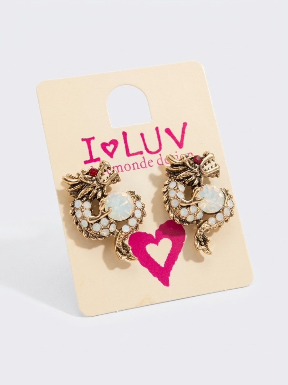 Gold Dragon Opal Stone Stud Earrings